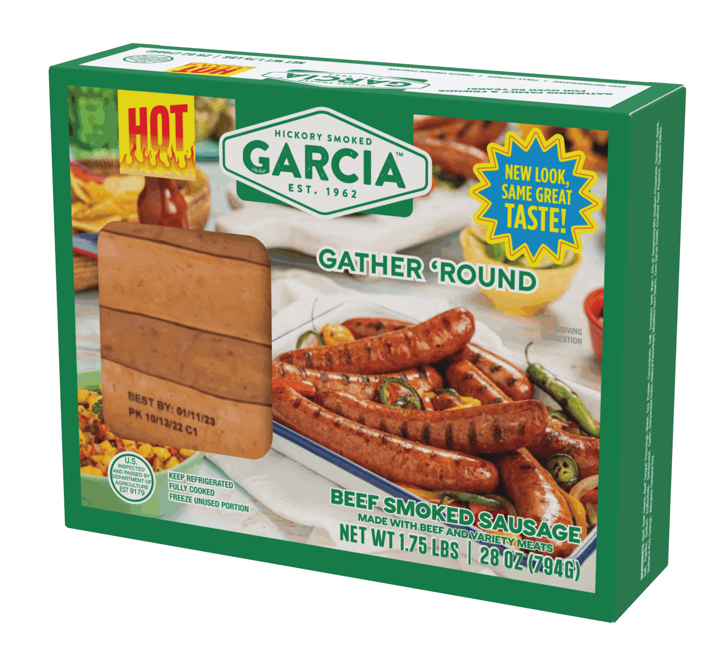 Render_Garcia_20030 8605 Beef Hot_1.5lbs Beef Smoked Sausage
